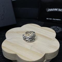 CH Silver Single Cross Scroll Open Adjustable Ring