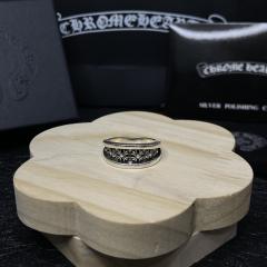 CH Silver Hollow Cross Flower Wide Band Ring