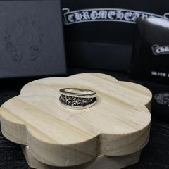 CH Silver Hollow Cross Flower Wide Band Ring