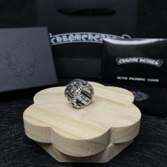 CH Silver Hollow Scroll Cross Wide Band Ring