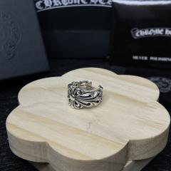 CH Silver Single Cross Scroll Open Adjustable Ring