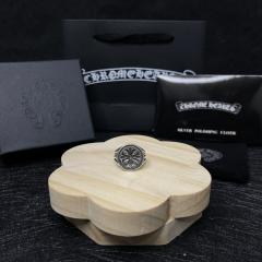 CH Silver Mini Oval Cross Flower Signet Ring
