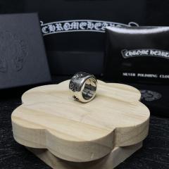 CH Silver Three Cross Flower Medium Wide Ring