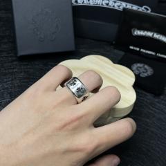 CH Silver Three Cross Flower Medium Wide Ring