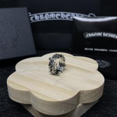 CH Silver Hollow Scroll Cross Open Adjustable Wide Ring