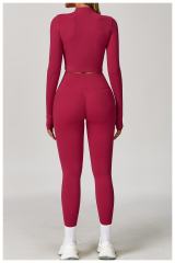 Fitted Naked Feel Shockproof High Waist Yoga Pants Three Piece Set 10 colors 29201425