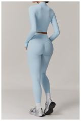 Fitted Naked Feel Shockproof High Waist Yoga Pants Three Piece Set 10 colors 29201425