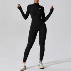 One Piece Naked Feel Fitted Long Sleeve Yoga Jumpsuit 5 colors 29201429