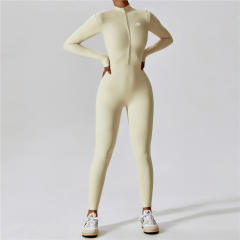 One Piece Naked Feel Fitted Long Sleeve Yoga Jumpsuit 5 colors 29201429