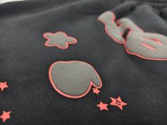 Black Red Outline Bubble Star Sweat Shorts