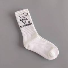 BAPE By Bathing Ape Sketch Ape Logo White Crew Mid Calf Socks