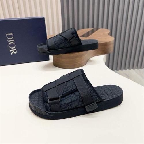Oblique Jacquard Adjustable Strap Slide Sandals