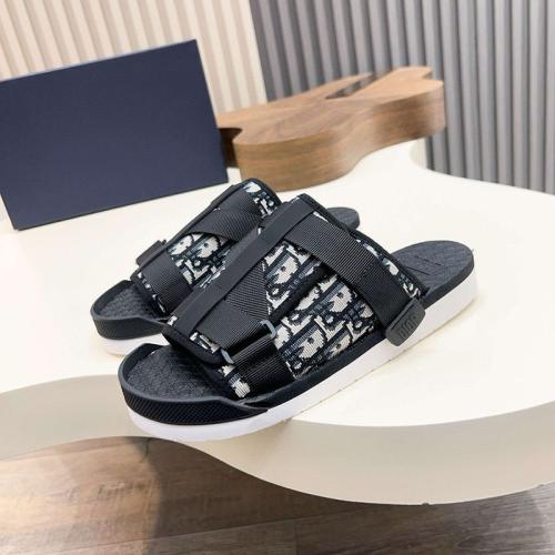 Oblique Jacquard Adjustable Strap Slide Sandals