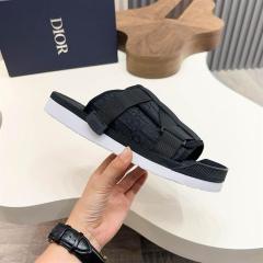 Oblique Jacquard Adjustable Strap Slide Sandals