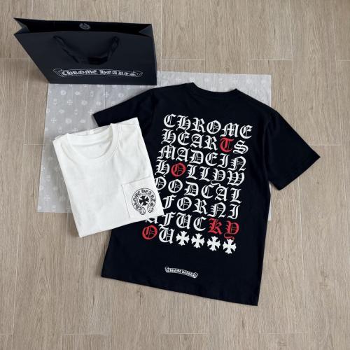 1:1 quality CH Gothic Text Cross Logo Pocket Short Sleeve T-Shirt 2 Colors