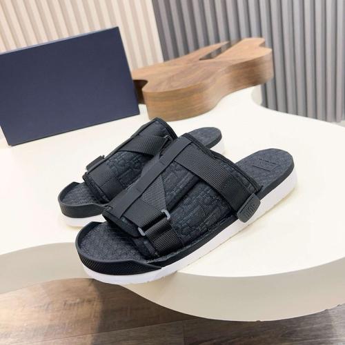 Oblique Jacquard Adjustable Strap Slide Sandals