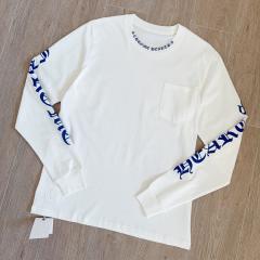 1:1 quality CH Blue Gothic Letter Sleeve White Pocket Long Sleeve T-Shirt