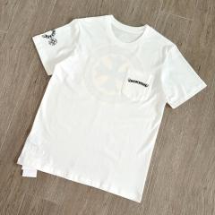 1:1 Top Quality CH Yellow Circle Cross Pocket White Short Sleeve T-Shirt