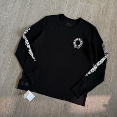 1:1 Quality CH Black Floral Sleeve Horseshoe Waffle Long Sleeve Thermal T-Shirt