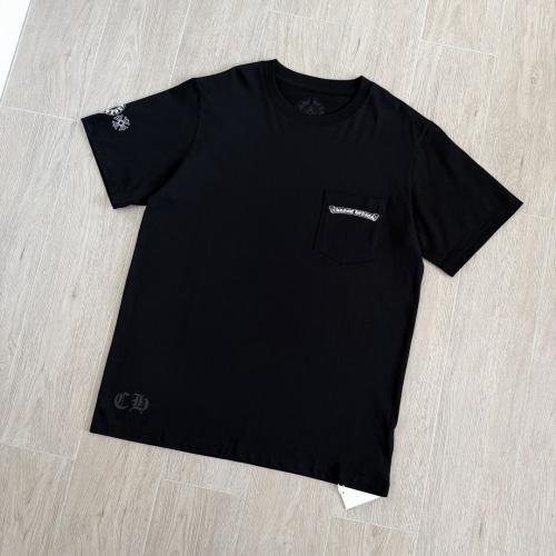 1:1 Top Quality CH Pink Dagger Gothic Letter Background Black Pocket T-Shirt