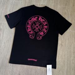 1:1 Top Quality CH Hot Pink Horseshoe Circle Black Pocket T-Shirt