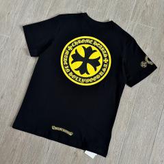 1:1 Top Quality CH Yellow Circle Cross Pocket White Short Sleeve T-Shirt