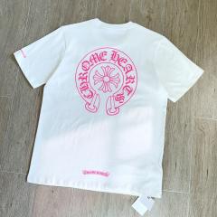 1:1 Top Quality CH Vertical Multicolor Horseshoe Circle White Pocket T-Shirt