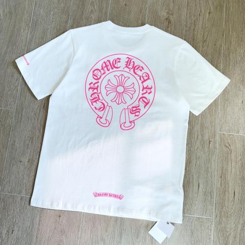 1:1 Top Quality CH Vertical Multicolor Horseshoe Circle White Pocket T-Shirt