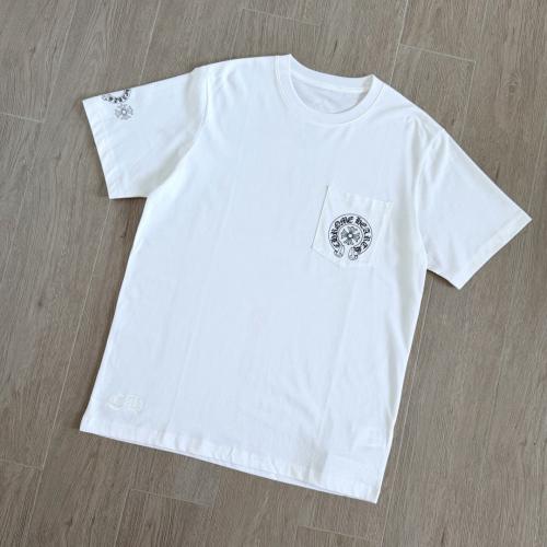 1:1 Top Quality CH Vertical Multicolor Horseshoe Circle White Pocket T-Shirt