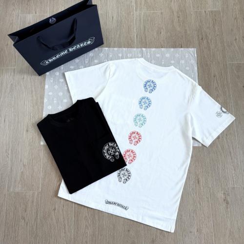 1:1 Top Quality CH Vertical Multicolor Horseshoe Circle White Pocket T-Shirt