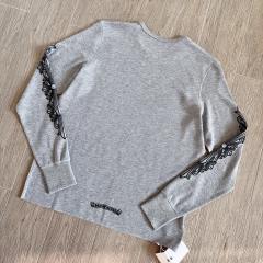 1:1 Quality CH Black Floral Sleeve Horseshoe Waffle Long Sleeve Thermal T-Shirt
