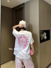 1:1 Top Quality CH Vertical Multicolor Horseshoe Circle White Pocket T-Shirt