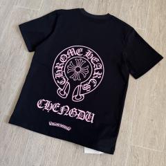 1:1 Top Quality CH Chengdu Exclusive Pink Horseshoe Circle Black Pocket T-Shirt