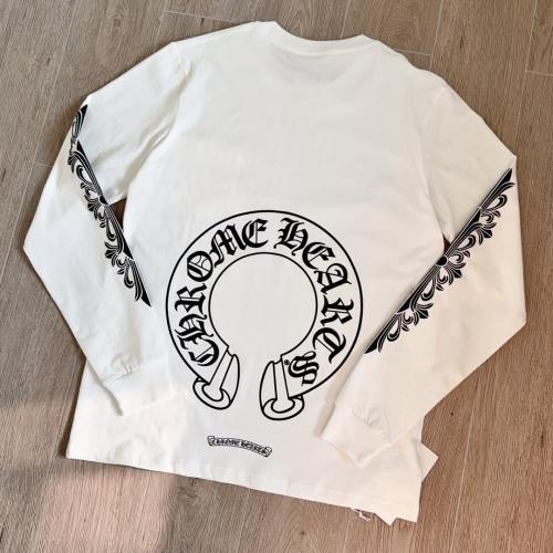 1:1 quality CH Black Floral Sleeve White Horseshoe Circle Pocket Long Sleeve T-Shirt