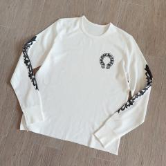 1:1 quality CH Black Floral Sleeve White Horseshoe Waffle Long Sleeve Thermal T-Shirt