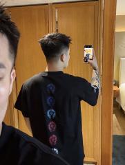 1:1 Top Quality CH Vertical Multicolor Horseshoe Circle White Pocket T-Shirt