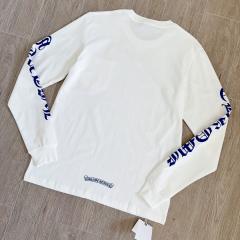 1:1 quality CH Blue Gothic Letter Sleeve White Pocket Long Sleeve T-Shirt