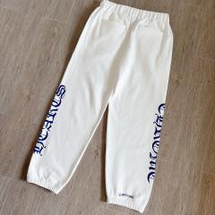 1:1 quality CH Blue Vertical Gothic Letter White Jogger Sweatpants