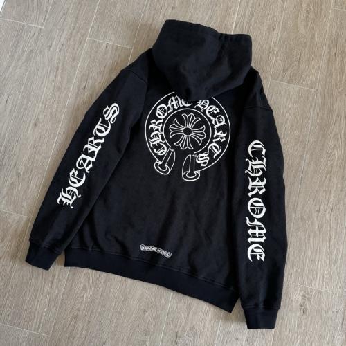 1:1 Top Quality CH Vertical Gothic Word Black Full Zip Hoodie