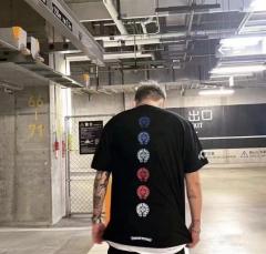 1:1 Top Quality CH Vertical Multicolor Horseshoe Circle White Pocket T-Shirt