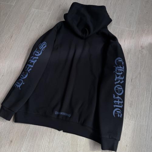 1:1 Top Quality CH Royal Blue Vertical Gothic Letter Black Full Zip Hoodie