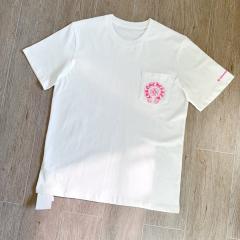 1:1 Top Quality CH Vertical Multicolor Horseshoe Circle White Pocket T-Shirt