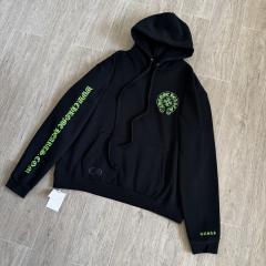 1:1 Top Quality CH Neon Green Horseshoe Cross Black Pullover Hoodie