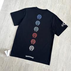 1:1 Top Quality CH Vertical Multicolor Horseshoe Circle White Pocket T-Shirt