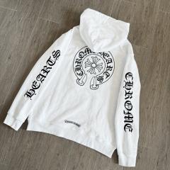 1:1 Top Quality Vertical Gothic Letter White Full Zip Hoodie