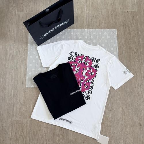 1:1 Top Quality CH Pink Dagger Gothic Letter Background Black Pocket T-Shirt