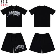 26SS Metal Gradient Logo Matching T-shirt & Sweat Shorts
