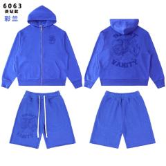 Saint Vanity Rhinestone Perforated Hoodie Short Set
