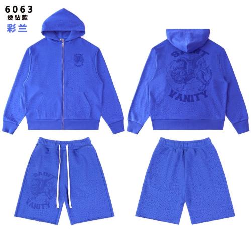 Saint Vanity Rhinestone Perforated Hoodie Short Set