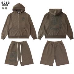 Saint Vanity Rhinestone Perforated Hoodie Short Set